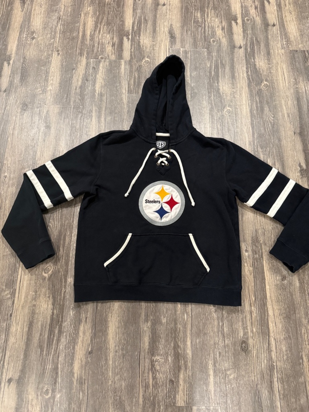 Pittsburgh Steelers Black Hoodie with lace up neck